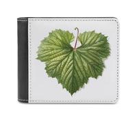 QMNRTK Portefeuille à deux volets en cuir pour homme et femme, motif feuilles vertes, blocage RFID, capacité supplémentaire, coutures ultra résistantes, portefeuille fin avec 8 emplacements pour