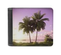 QMNRTK Portefeuille à deux volets en cuir rose arbre tropical pour homme et femme, blocage RFID, capacité supplémentaire, coutures ultra résistantes, portefeuille fin avec 8 emplacements pour cartes,
