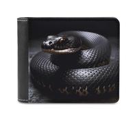 QMNRTK Portefeuille à deux volets en cuir serpent noir pour homme et femme, blocage RFID, capacité supplémentaire, coutures ultra résistantes, portefeuille fin avec 8 emplacements pour cartes, style,
