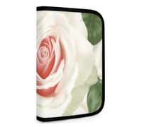 QMNRTK Portefeuille compact multifonction à motif floral rose pour carte de crédit, portefeuille en cuir avec fermeture éclair, blocage RFID, portefeuille à deux volets pour homme et femme, style,