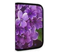 QMNRTK Portefeuille compact multifonction à motif floral violet avec porte-cartes de crédit et fermeture éclair - Portefeuille en cuir à deux volets pour homme et femme - Style - Taille unique, Style