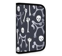 QMNRTK Portefeuille compact multifonction à motif os pour carte de crédit, portefeuille en cuir avec fermeture éclair, blocage RFID, portefeuille à deux volets pour homme et femme, style, taille