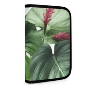 QMNRTK Portefeuille compact multifonction avec motif feuilles tropicales pour carte de crédit, portefeuille en cuir avec fermeture éclair, blocage RFID pour homme et femme, style, taille unique, Style