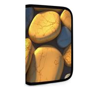 QMNRTK Portefeuille compact multifonction en cuir avec fermeture éclair et blocage RFID pour homme et femme, style galets jaunes, taille unique, Style :, Taille unique