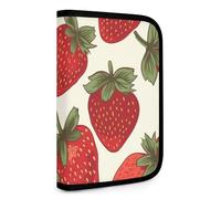 QMNRTK Portefeuille compact multifonction en cuir avec fermeture éclair et blocage RFID pour homme et femme, style fraise, taille unique, Style :, Taille unique