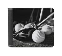 QMNRTK Portefeuille de golf en cuir noir et blanc à deux volets pour homme et femme, blocage RFID, capacité supplémentaire, coutures ultra résistantes, portefeuille fin avec 8 emplacements pour