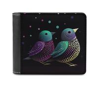 QMNRTK Portefeuille en cuir à deux volets Silhouette of Two Birds pour homme et femme, blocage RFID, capacité supplémentaire, coutures ultra résistantes, portefeuille fin avec 8 emplacements pour