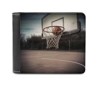 QMNRTK Portefeuille en cuir de basket-ball à deux volets pour homme et femme, blocage RFID, capacité supplémentaire, coutures ultra résistantes, portefeuille fin avec 8 emplacements pour cartes,
