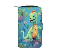 QMNRTK Portefeuille fin à deux volets en cuir véritable minimaliste avec poche avant pour homme et femme Motif dinosaures mignons 19,7 x 11 x 3,5 cm, Style :, 19.7x11x3.5cm