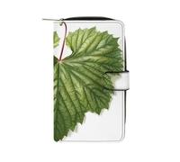 QMNRTK Portefeuille fin à deux volets en cuir véritable minimaliste avec poche avant pour homme et femme - Motif feuilles vertes - 19,7 x 11 x 3,5 cm, Style :, 19.7x11x3.5cm