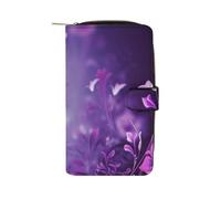 QMNRTK Portefeuille fin à deux volets en cuir véritable minimaliste avec poche avant pour homme et femme Violet Motif floral 19,7 x 11 x 3,5 cm, Style :, 19.7x11x3.5cm