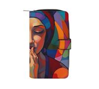 QMNRTK Portefeuille fin à deux volets en cuir véritable minimaliste avec poche avant pour homme et femme, style Calm Face, 19,7 x 11 x 3,5 cm, Style :, 19.7x11x3.5cm