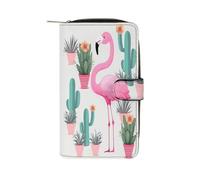 QMNRTK Portefeuille fin à deux volets en cuir véritable minimaliste avec poche avant pour homme et femme Motif flamant rose tropical Vert 19,7 x 11 x 3,5 cm, Style :, 19.7x11x3.5cm