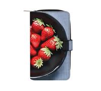 QMNRTK Portefeuille fin à deux volets en cuir véritable minimaliste avec poche avant pour homme et femme, style fraise, 19,7 x 11 x 3,5 cm, Style :, 19.7x11x3.5cm