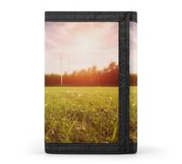 QMNRTK Portefeuille fin à triple pli avec ballon de football sur un terrain - Portefeuille fin personnalisé gravé RFID pour homme et femme - Style - Taille unique, Style :, Taille unique