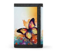 QMNRTK Portefeuille fin à triple pli avec fond papillon - Personnalisable - Avec blocage RFID - Pour homme et femme - Style - Taille unique, Style :, Taille unique