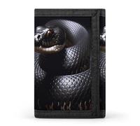 QMNRTK Portefeuille fin à triple pli avec gravure RFID pour homme et femme, style serpent noir, taille unique, Style :, Taille unique