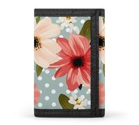 QMNRTK Portefeuille fin à triple pli avec motif à pois et fleurs - Portefeuille fin personnalisé gravé RFID pour homme et femme - Style - Taille unique, Style :, Taille unique