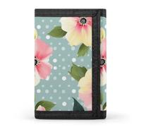 QMNRTK Portefeuille fin à triple pli avec motif à pois et fleurs - Portefeuille fin personnalisé gravé RFID pour homme et femme - Style - Taille unique, Style :, Taille unique