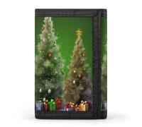 QMNRTK Portefeuille fin à triple pli avec motif arbres de Noël - Personnalisable - Avec blocage RFID - Pour homme et femme - Style - Taille unique, Style :, Taille unique