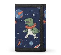 QMNRTK Portefeuille fin à triple pli avec motif astronaute et fusée de dinosaure, portefeuille fin personnalisé avec blocage RFID pour homme et femme, style, taille unique, Style :, Taille unique
