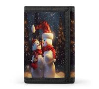 QMNRTK Portefeuille fin à triple pli avec motif bonhomme de neige de Noël - Personnalisable - Avec blocage RFID - Pour homme et femme - Style - Taille unique, Style :, Taille unique