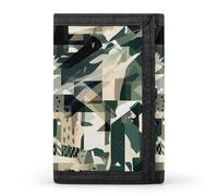 QMNRTK Portefeuille fin à triple pli avec motif camouflage vert, portefeuille fin personnalisé gravé RFID pour homme et femme, style, taille unique, Style :, Taille unique