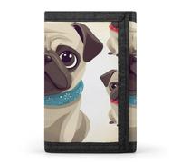 QMNRTK Portefeuille fin à triple pli avec motif carlin, portefeuille fin personnalisé gravé RFID pour homme et femme, style, taille unique, Style :, Taille unique