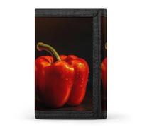 QMNRTK Portefeuille fin à triple pli avec motif chili peppers rouge et jaune - Personnalisable - Avec blocage RFID - Pour homme et femme - Style - Taille unique, Style :, Taille unique