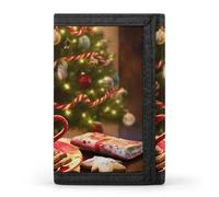 QMNRTK Portefeuille fin à triple pli avec motif d'arbre de Noël et chocolat chaud - Personnalisable - Avec blocage RFID - Pour homme et femme - Style - Taille unique, Style :, Taille unique