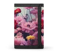 QMNRTK Portefeuille fin à triple pli avec motif de belles fleurs, portefeuille fin personnalisé gravé RFID pour homme et femme, style, taille unique, Style :, Taille unique