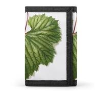 QMNRTK Portefeuille fin à triple pli avec motif de feuilles vertes - Portefeuille fin personnalisé avec blocage RFID pour homme et femme - Style - Taille unique, Style :, Taille unique