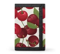 QMNRTK Portefeuille fin à triple pli avec motif de fruits de cerises - Portefeuille fin avec gravure RFID - Pour homme et femme - Style - Taille unique, Style :, Taille unique