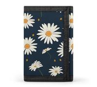 QMNRTK Portefeuille fin à triple pli avec motif de marguerites mignonnes, portefeuille fin personnalisé gravé RFID pour homme et femme, style, taille unique