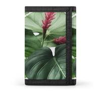 QMNRTK Portefeuille fin à triple pli avec motif feuilles tropicales - Personnalisable - Avec blocage RFID - Pour homme et femme - Style - Taille unique, Style :, Taille unique