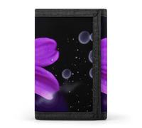 QMNRTK Portefeuille fin à triple pli avec motif floral violet - Portefeuille fin avec gravure RFID pour homme et femme - Style - Taille unique, Style :, Taille unique