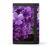 QMNRTK Portefeuille fin à triple pli avec motif floral violet - Portefeuille fin personnalisé avec blocage RFID pour homme et femme - Style - Taille unique, Style :, Taille unique