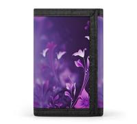 QMNRTK Portefeuille fin à triple pli avec motif floral violet - Portefeuille fin personnalisé gravé RFID pour homme et femme - Style - Taille unique, Style :, Taille unique