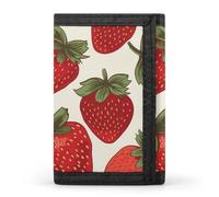 QMNRTK Portefeuille fin à triple pli avec motif fraises - Personnalisable - Avec blocage RFID - Pour homme et femme - Style - Taille unique, Style :, Taille unique