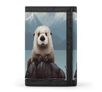 QMNRTK Portefeuille fin à triple pli avec motif loutre et blocage RFID pour homme et femme, style, taille unique, Style :, Taille unique