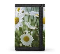 QMNRTK Portefeuille fin à triple pli avec motif marguerites et gravure RFID pour homme et femme, style, taille unique, Style :, Taille unique