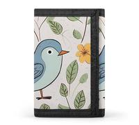 QMNRTK Portefeuille fin à triple pli avec motif oiseaux et fleurs, personnalisable avec blocage RFID pour homme et femme, style, taille unique, Style :, Taille unique