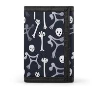 QMNRTK Portefeuille fin à triple pli avec motif os - Personnalisable - Avec blocage RFID - Pour homme et femme - Style - Taille unique, Style :, Taille unique