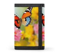 QMNRTK Portefeuille fin à triple pli avec motif papillon de printemps, portefeuille fin personnalisé gravé RFID pour homme et femme, style, taille unique, Style :, Taille unique