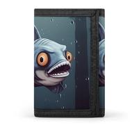 QMNRTK Portefeuille fin à triple pli avec motif poisson amusant - Portefeuille fin personnalisé gravé RFID pour homme et femme - Style - Taille unique, Style :, Taille unique