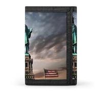 QMNRTK Portefeuille fin à triple pli avec motif statue de la Liberté - Personnalisable - Avec blocage RFID - Pour homme et femme - Style - Taille unique, Style :, Taille unique