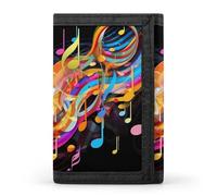 QMNRTK Portefeuille fin à triple pli avec note de musique colorée - Portefeuille fin avec gravure RFID - Pour homme et femme - Style - Taille unique, Style :, Taille unique