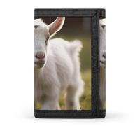 QMNRTK Portefeuille fin à triple pli en forme de chèvre mignon - Portefeuille fin avec gravure RFID - Pour homme et femme - Style - Taille unique, Style :, Taille unique