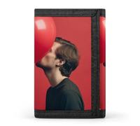 QMNRTK Portefeuille fin à triple pli en forme de cœur avec motif de ballons, portefeuille fin personnalisé gravé RFID pour homme et femme, style, taille unique, Style :, Taille unique