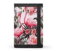QMNRTK Portefeuille fin à triple pli imprimé floral flamant rose personnalisé gravé RFID pour homme et femme, style, taille unique, Style :, Taille unique